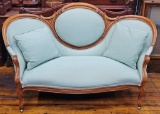 Refurbished Victorian Cameo Back Sofa W/ Walnut Trim - Circa 1850s-60s, 65