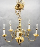 Vintage Brass Cannonball Federal Style Hanging Light Fixture
