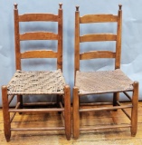2 1800s Split Hickory Ladder Back Chairs - LOCAL PICKUP OR BUYER RESPONSIBL