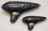 2 Vintage Guido Bondi Ocarina Sweet Potato Flute - Black & Gold, Some Loss,