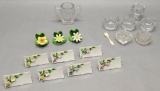 Individual Sugar;     6 Misc. Glass Salt Dips;    Salt Spoon;     10 China