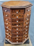 Old Wooden Hardware Cabinet For Nuts & Bolts - All Original Knobs, Revolvin