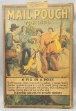 Old Cardboard Lithograph Advertising Piece - Mail Pouch Tobacco, A Pig In A