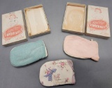 2 Vintage Little Miss Powder Mitts - W/ Original Boxes