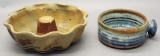 Vintage Pottery Bundt Pan;     Bowl W/ Handle