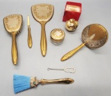 Estate Lot Vintage Dresser Items - 8 Pieces Include: Mirrors, Brushes Etc