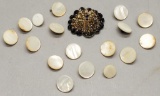 Mother Of Pearl Buttons;     Vintage Bird Applique
