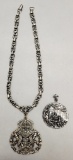 Large Vintage Crest Type Necklace & Chain;     Dutch Silver Pendant - No Ch