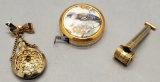 Estate Lot - 3 Vintage Pieces: Perfume Atomizer, Tape Measure & Perfume Loc