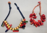 2 1940s Wood & Plastic Necklaces - Made At Camp