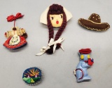 5 Vintage Whimsical Pins - 1940s-60s