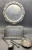 Estate Lot - Vintage Metal & Aluminum Serving Pieces Etc.
