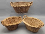 Set Of 3 Vintage Stacking Baskets - Largest Is 13