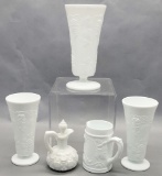 5 Pieces Vintage Milkglass - Tallest Is 10
