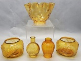 Estate Lot - Includes: Amber Glass, 3 Shades, 2 Jars