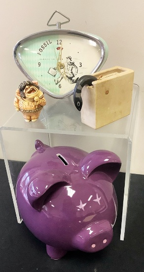 Vintage Style Clock;     Marble Snake In Box Toy;     Small Vintage Novelty