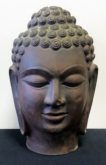 Hand Crafted Metal Buddha Head - 9½"