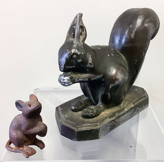 Vintage Heavy Cast Squirrel - 6½"x5¾";     Small Iron Mouse