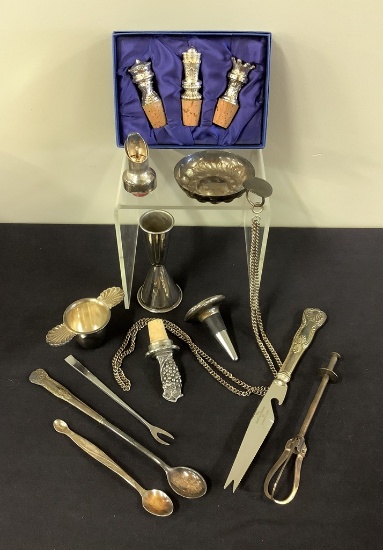 Estate Lot - 12 Pieces Include: Vintage Sommelier Wine Tasting Cup W/ Chain