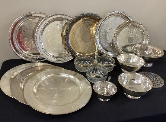 Misc. Silverplated Serving Platters & Bowls Etc.