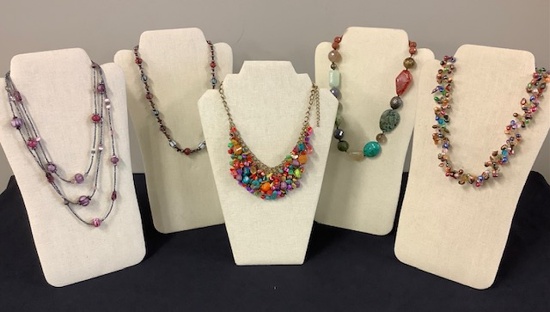 5 High-End Costume Jewelry Necklaces - Mostly Beaded