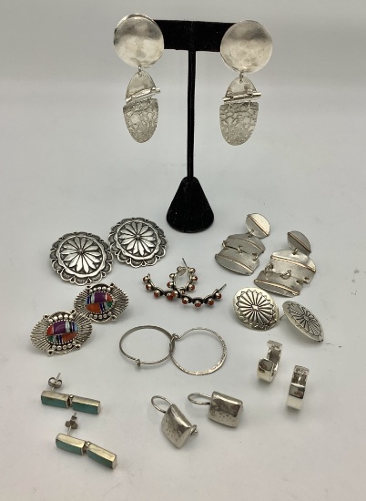 10 Pairs Sterling & Silver Earrings (2.15 Ozt Total Weight)