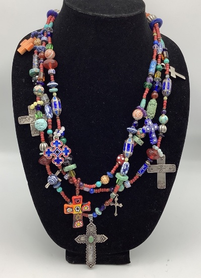 Kim Yubeta Art Glass Necklace - 18½" Drop