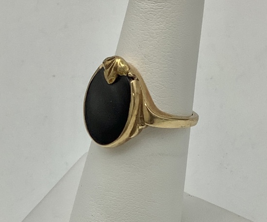 10kt Onyx Ring - Size 5¼ (3.3g Total Weight)