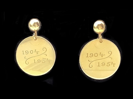 Tivol 50th Anniversary Commemorative Earrings 1904-1954 (1/20 12kt)