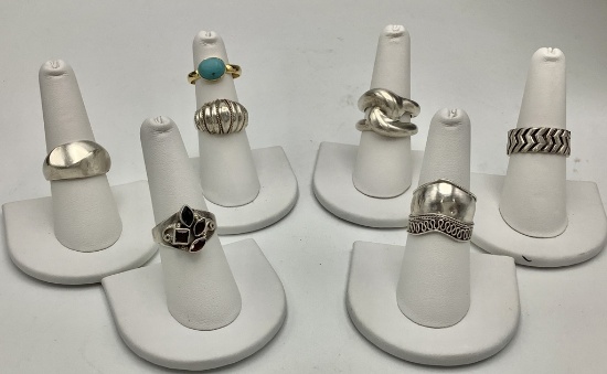 7 Sterling Rings - Sizes 8 & 8½ (1.68 Ozt Total Weight)