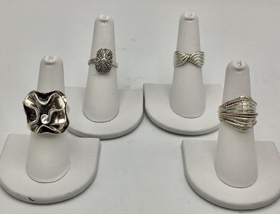 4 Sterling Rings - Size 7 (1.14 Ozt Total Weight)