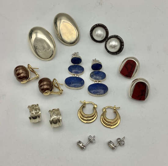 8 Pairs Sterling Earrings (1.98 Ozt Total Weight)