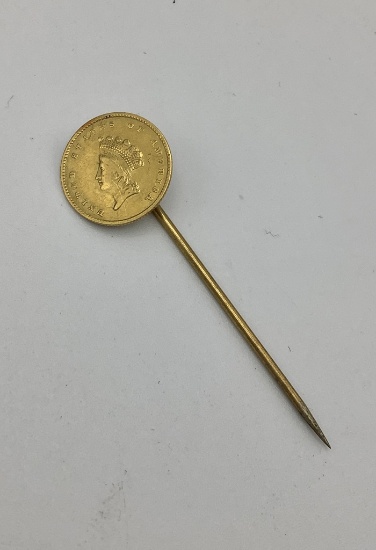 1854 Gold One Dollar Coin Stick Pin (2.3g)