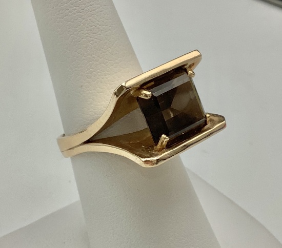 14kt Smoky Quartz Ring - Size 6½ (9.1g Total Weight)