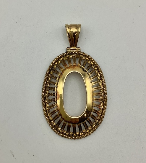 14kt Oval Pendant-2¼" X 1¼" (13.5g Total Weight)
