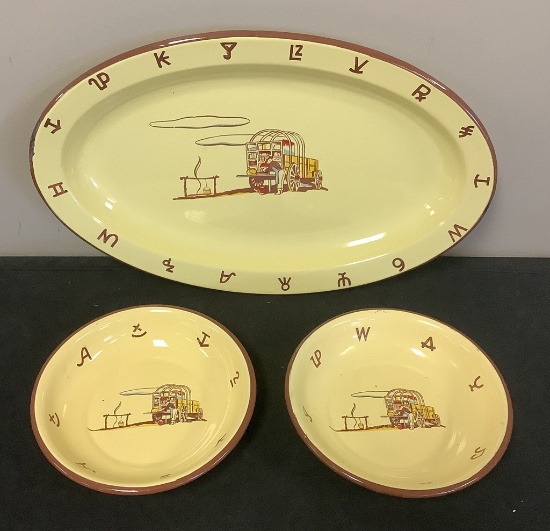 2 Monterrey Western Ware 7" Bowls;     Monterrey Western Ware 15½" Platter