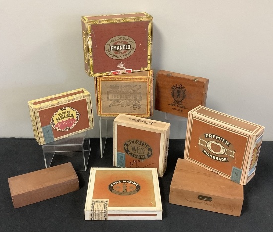 9 Vintage Cigar Boxes - See Photos For Condition