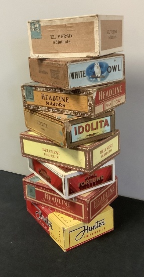 8 Vintage Cigar Boxes - See Photos For Condition