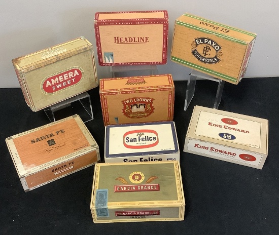 8 Vintage Cigar Boxes - See Photos For Condition
