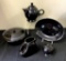 Vintage Fiesta - 8 Pieces Black, Teapot W/ Lid Is 7¼
