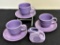 Vintage Fiesta - 3 Cups & Saucers, Small Creamer, Lilac