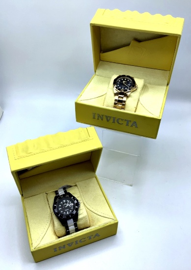 2 Watches - Invicta #4681 Black/White & Invicta #9311A Gold Tone