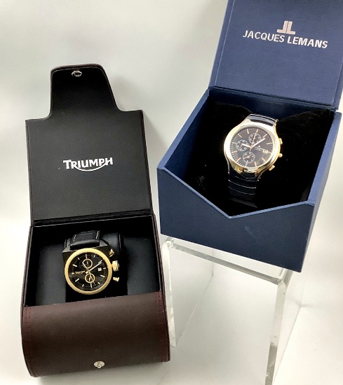 2 Watches - Jacques Lemans #1-1307 Stainless & Triumph #3024 Stainless/Blac