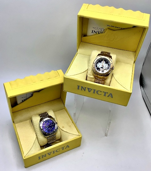 2 Watches - Invicta #4435 Gold Tone & Invicta #3704 Stainless