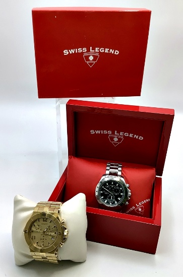 2 Watches - Renata Wilde Beast #G10 211 W5826 Gold Tone & Swiss Legend #316