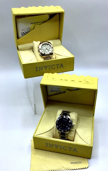 2 Watches - Invicta  #4710 Stainless/Black & Invicta  #3706 Gold Tone