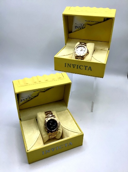 2 Watches - Invicta Elite No Model# Gold Tone & Invicta #9010A (Back Sticke