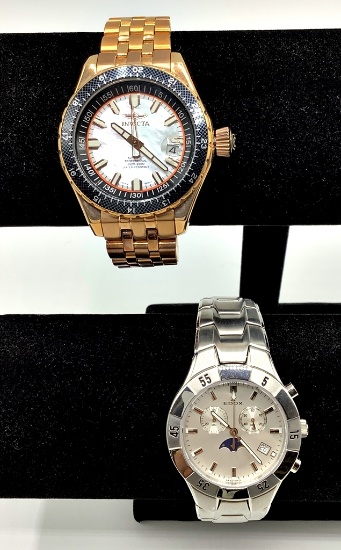 2 Watches - Edox #97542 Stainless & Invicta #3639 Rose Gold