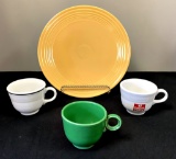 Vintage Fiesta - Cake Platter & 3 Cups, Platter Is 10½