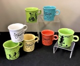 Vintage Fiesta - 7 Large Coffee Mugs, 3½